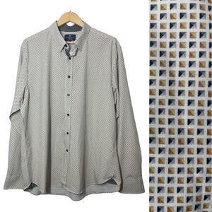 Con.struct Mens Button Front Shirt Slim Fit 4-way stretch XL Geometric Print